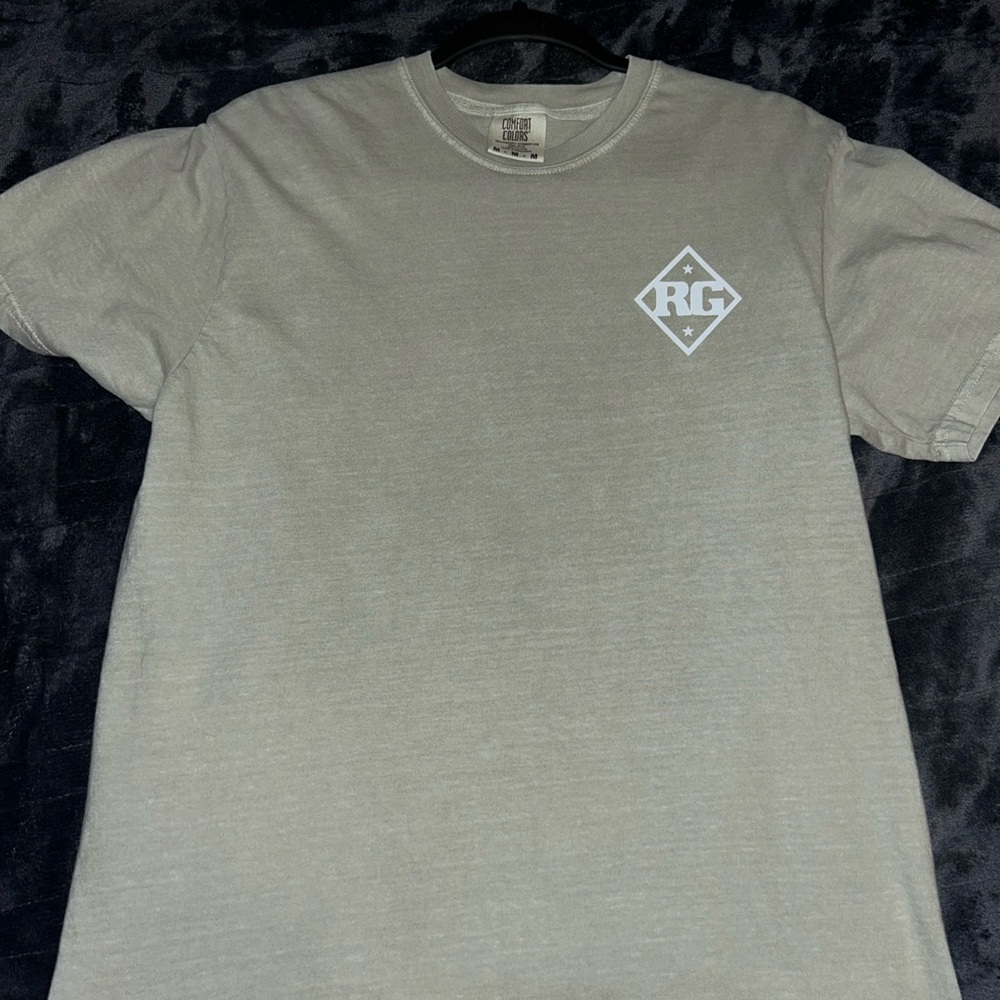 Tan Short Sleeve Crew Neck Tee with Chest Emblem